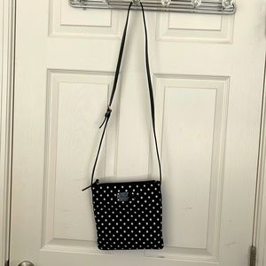 Kate Spade Crossbody. Black with white polka dots. Black patent leather strap